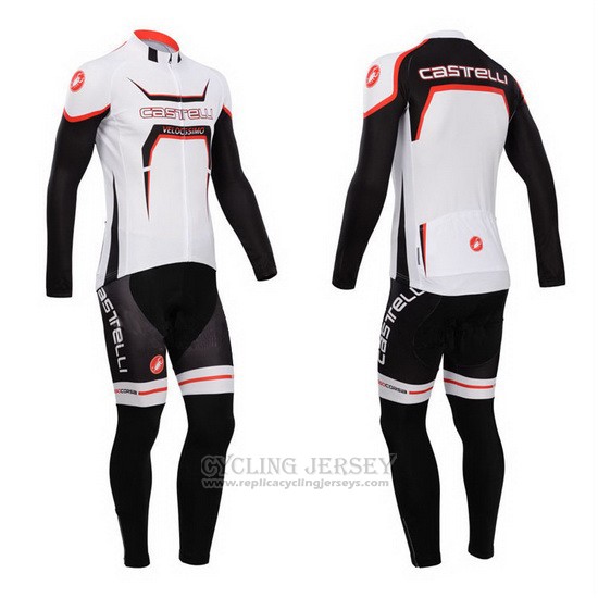 2014 Cycling Jersey Castelli Black and White Long Sleeve and Bib Tight