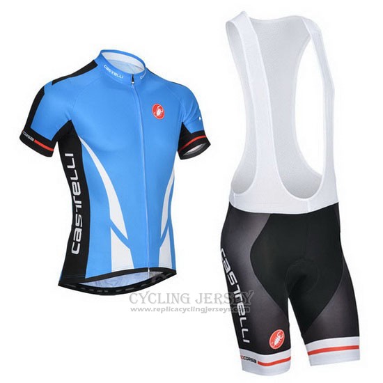 2014 Cycling Jersey Castelli Blue and Black Short Sleeve and Bib Short