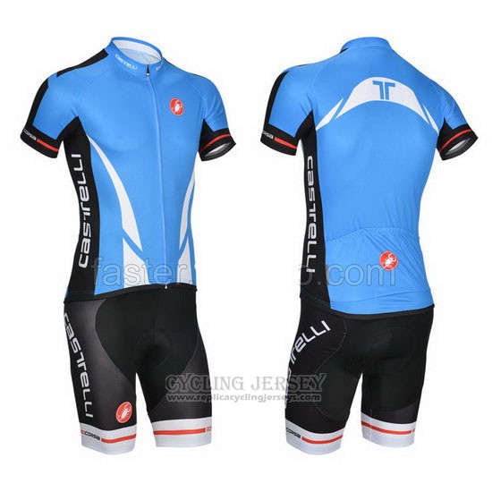 2014 Cycling Jersey Castelli Blue and Black Short Sleeve and Bib Short