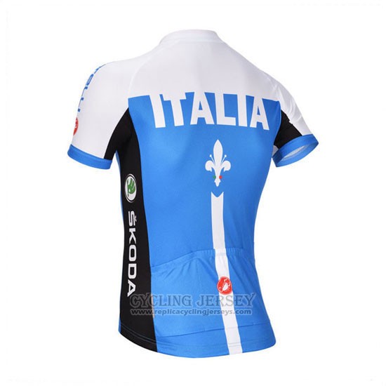 2014 Cycling Jersey Castelli Blue and White Short Sleeve and Bib Short
