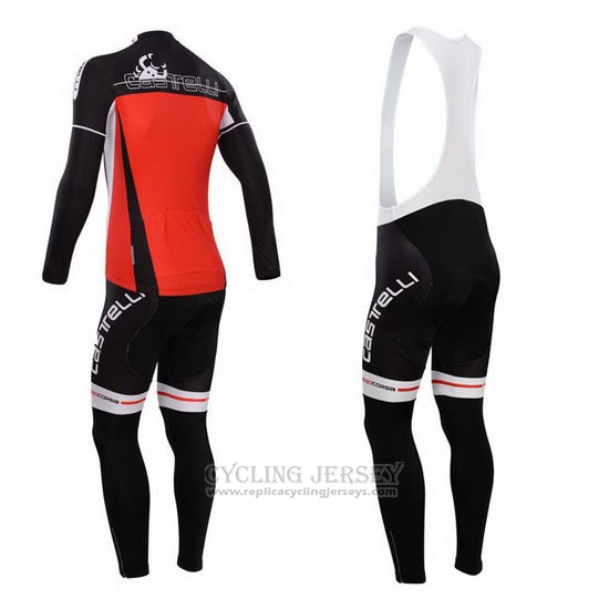 2014 Cycling Jersey Castelli Red Long Sleeve and Bib Tight