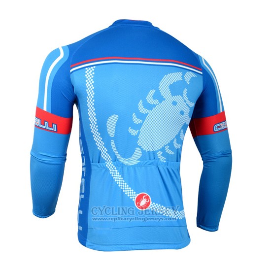2014 Cycling Jersey Castelli Red Sky Blue Long Sleeve and Bib Tight
