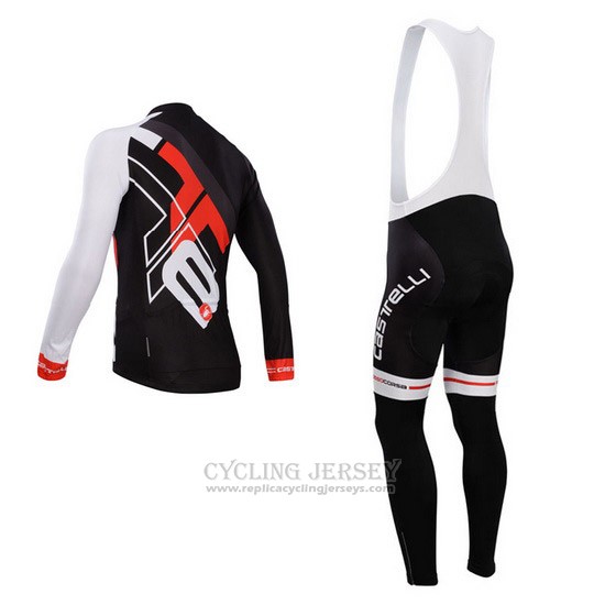 2014 Cycling Jersey Castelli Red and Black Long Sleeve and Bib Tight
