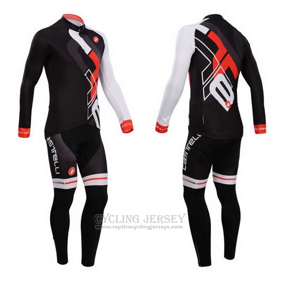 2014 Cycling Jersey Castelli Red and Black Long Sleeve and Bib Tight