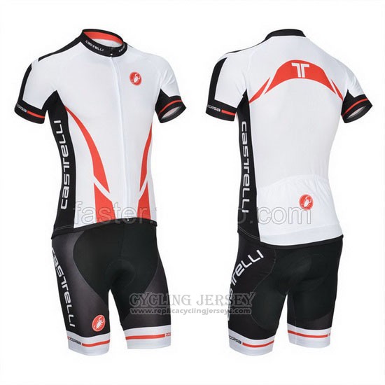 2014 Cycling Jersey Castelli White Short Sleeve and Bib Short