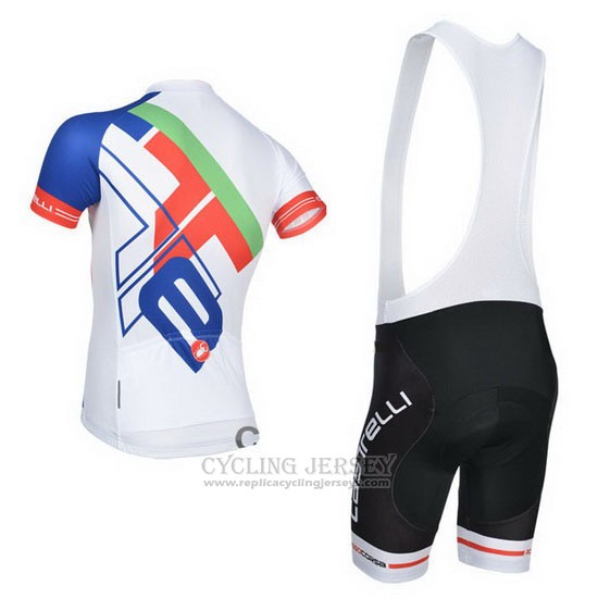 2014 Cycling Jersey Castelli White and Blue Short Sleeve and Bib Short