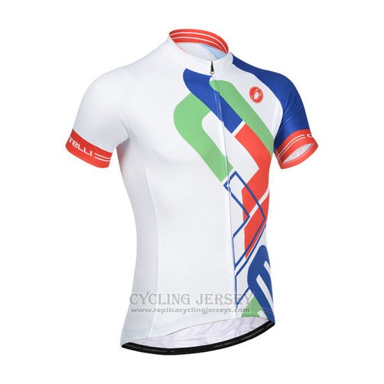 2014 Cycling Jersey Castelli White and Blue Short Sleeve and Bib Short
