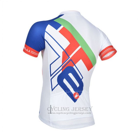 2014 Cycling Jersey Castelli White and Blue Short Sleeve and Bib Short