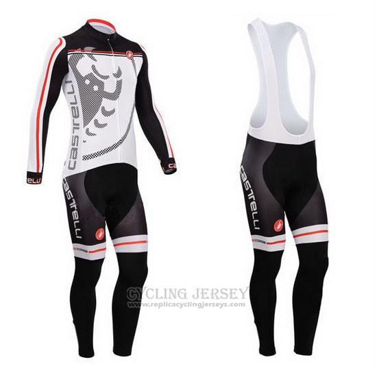 2014 Cycling Jersey Long Sleeve and Bib Tight Castelli Black and White