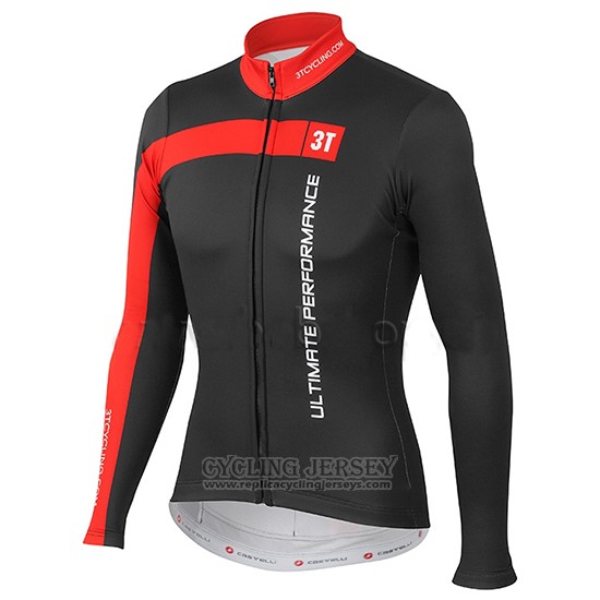 2015 Cycling Jersey Castelli 3t Black and Red Long Sleeve and Bib Tight