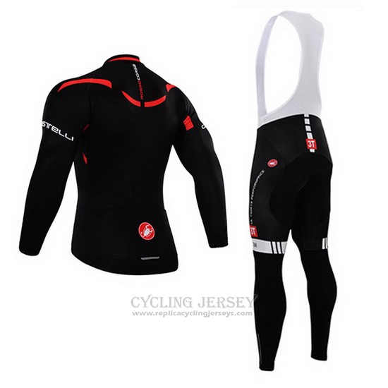 2015 Cycling Jersey Castelli Bright Black Long Sleeve and Bib Tight