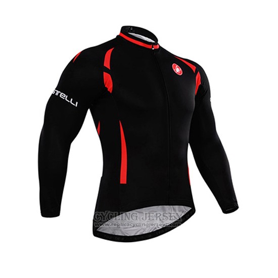 2015 Cycling Jersey Castelli Bright Black Long Sleeve and Bib Tight