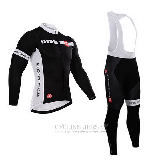 2015 Cycling Jersey Castelli Deep Black Long Sleeve and Bib Tight