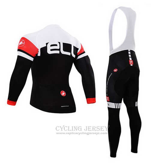 2015 Cycling Jersey Castelli Deep White and Black Long Sleeve and Bib Tight