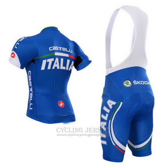 2015 Cycling Jersey Castelli Italy Blue Short Sleeve and Bib Short