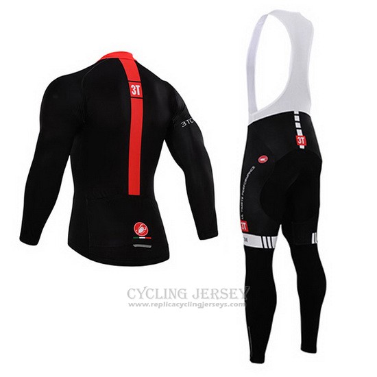 2015 Cycling Jersey Castelli Red and Black Long Sleeve and Bib Tight