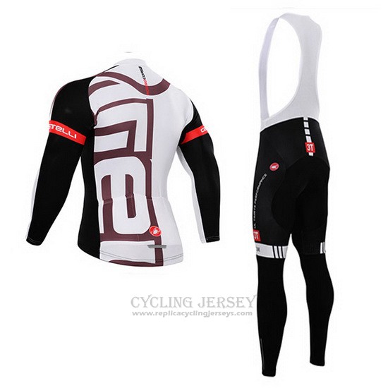 2015 Cycling Jersey Castelli White Fuchsia Long Sleeve and Bib Tight