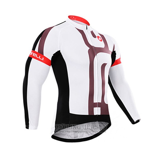 2015 Cycling Jersey Castelli White Fuchsia Long Sleeve and Bib Tight