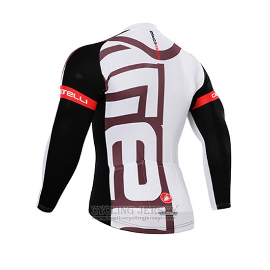 2015 Cycling Jersey Castelli White Fuchsia Long Sleeve and Bib Tight