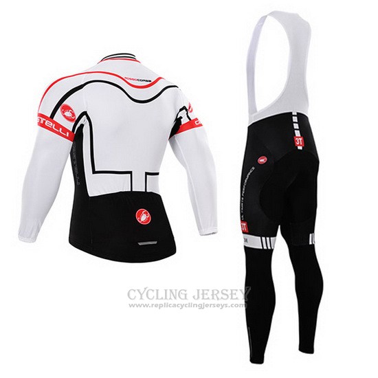 2015 Cycling Jersey Castelli White Long Sleeve and Bib Tight