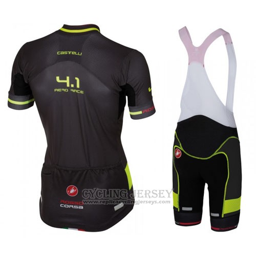 2016 Cycling Jersey Castelli Black and Green Short Sleeve and Bib Short