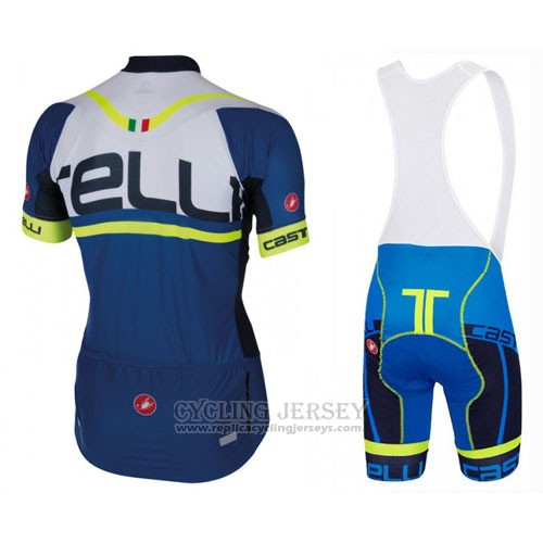2016 Cycling Jersey Castelli Blue White Short Sleeve and Bib Short