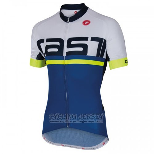 2016 Cycling Jersey Castelli Blue White Short Sleeve and Bib Short