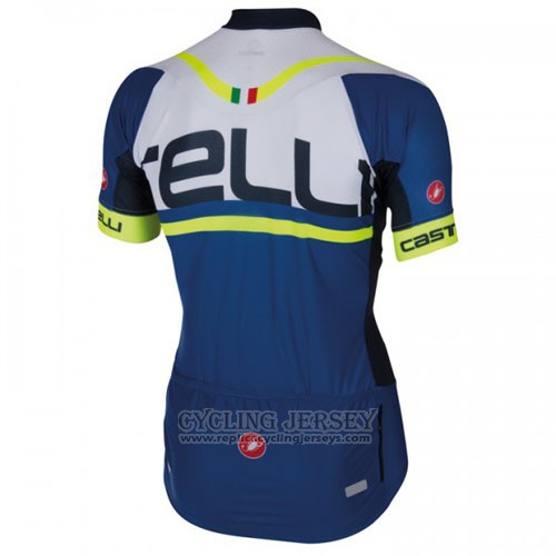 2016 Cycling Jersey Castelli Blue White Short Sleeve and Bib Short