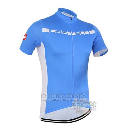 2016 Cycling Jersey Castelli Blue and White Short Sleeve and Bib Short