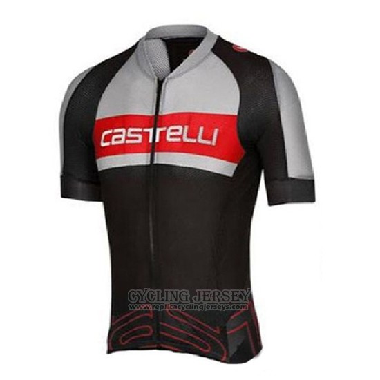 2016 Cycling Jersey Castelli Gray and Black Short Sleeve and Bib Short