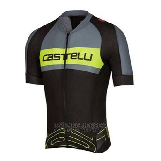 2016 Cycling Jersey Castelli Green and Gray Short Sleeve and Bib Short