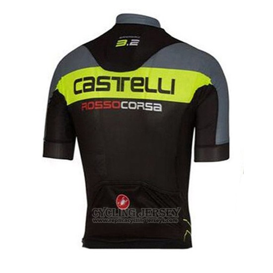2016 Cycling Jersey Castelli Green and Gray Short Sleeve and Bib Short
