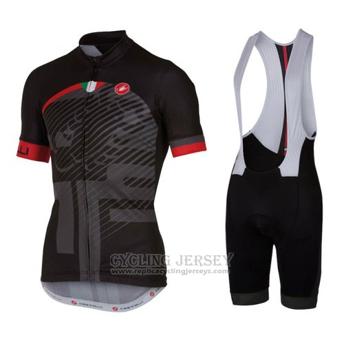 2016 Cycling Jersey Castelli Red Black Short Sleeve and Bib Short