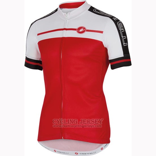 2016 Cycling Jersey Castelli Red White Short Sleeve and Bib Short