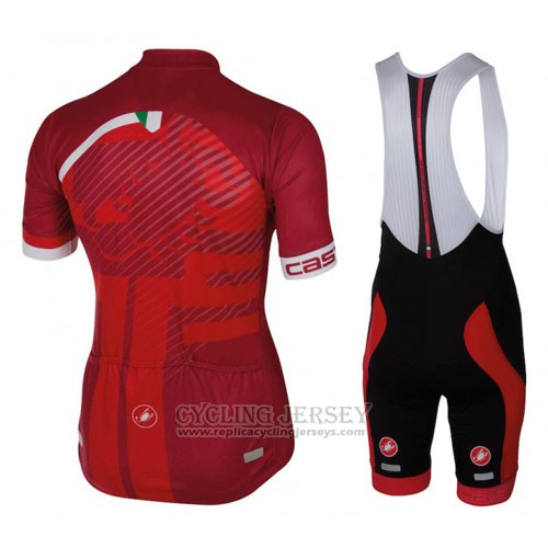 2016 Cycling Jersey Castelli Red and White Short Sleeve and Bib Short