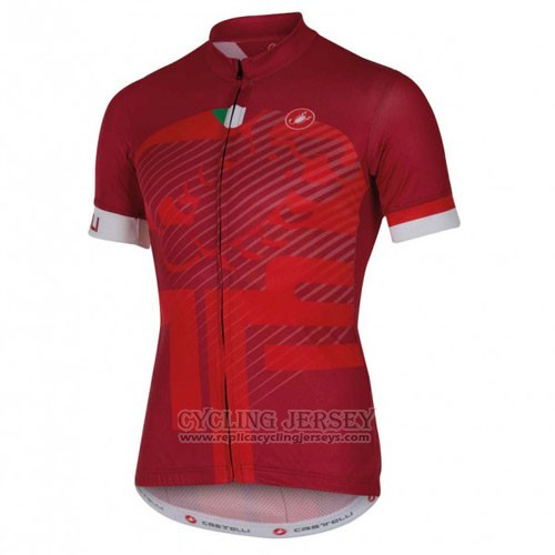 2016 Cycling Jersey Castelli Red and White Short Sleeve and Bib Short