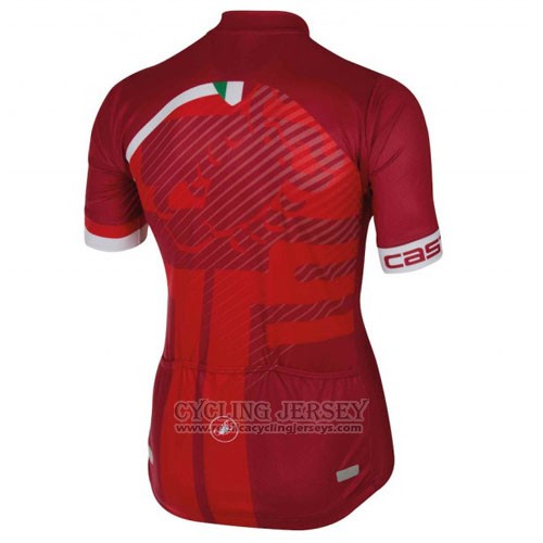 2016 Cycling Jersey Castelli Red and White Short Sleeve and Bib Short