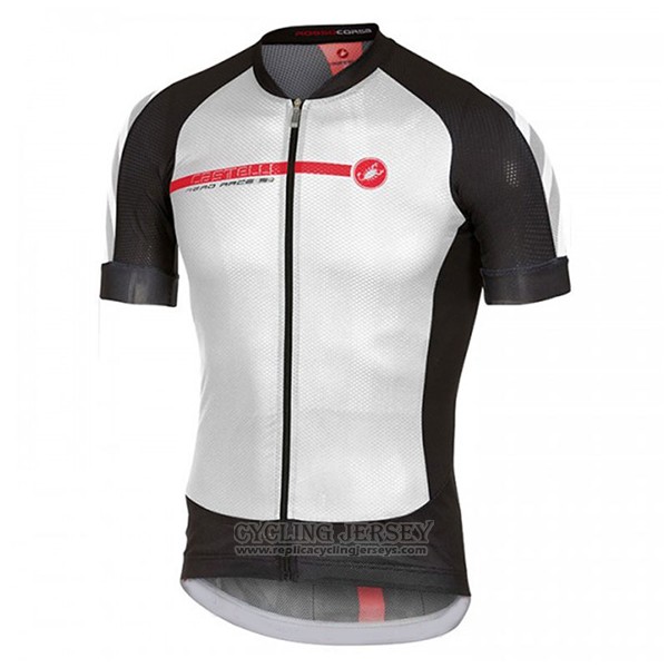 2017 Cycling Jersey Castelli Aero Race White and Black Short Sleeve and Bib Short