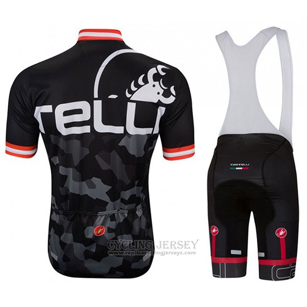 2017 Cycling Jersey Castelli Attacco Black Short Sleeve and Bib Short