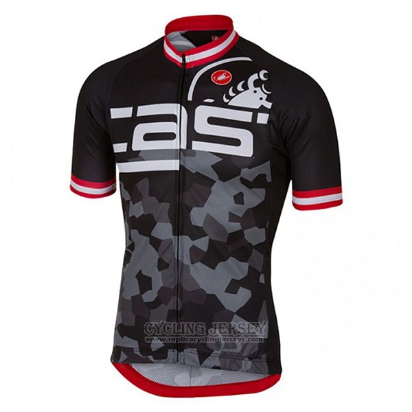 2017 Cycling Jersey Castelli Attacco Black Short Sleeve and Bib Short