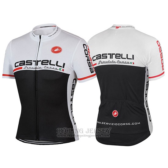 2017 Cycling Jersey Castelli Black and White Short Sleeve and Bib Short
