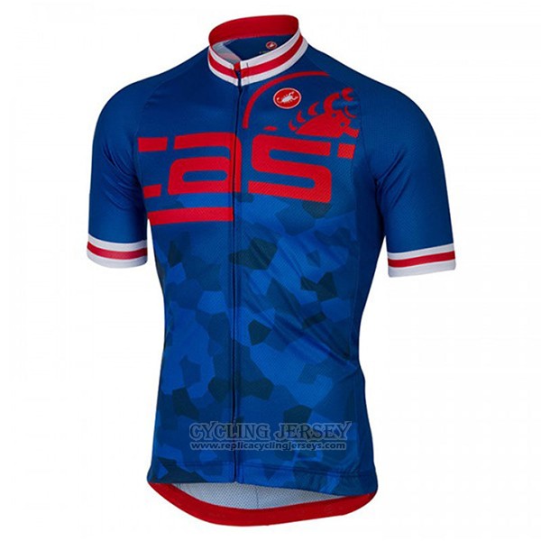 2017 Cycling Jersey Castelli Blue and Red Short Sleeve and Bib Short