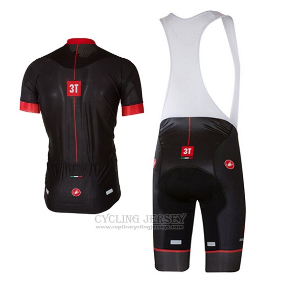 2017 Cycling Jersey Castelli Bright Black and Red Short Sleeve and Bib Short