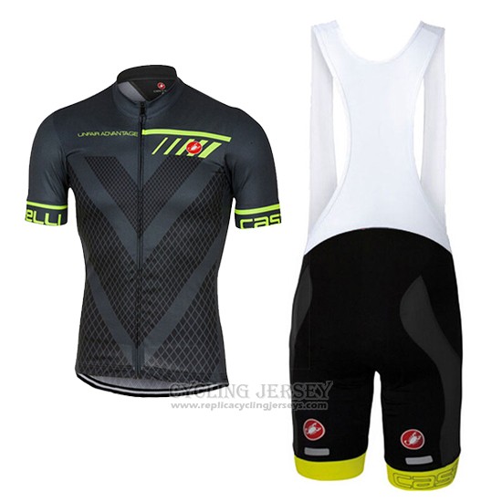 2017 Cycling Jersey Castelli Deep Gray Short Sleeve and Bib Short