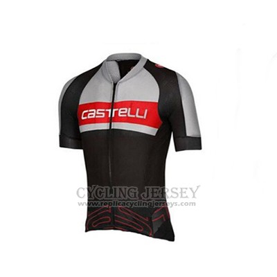 2017 Cycling Jersey Castelli Gray and Black Short Sleeve and Bib Short