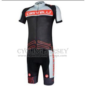 2017 Cycling Jersey Castelli Gray and Black Short Sleeve and Bib Short