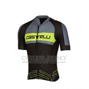 2017 Cycling Jersey Castelli Green and Black Short Sleeve and Bib Short