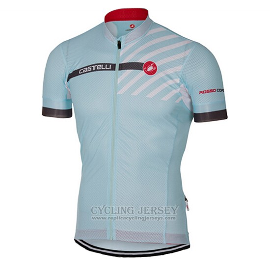 2017 Cycling Jersey Castelli Light Blue Short Sleeve and Bib Short