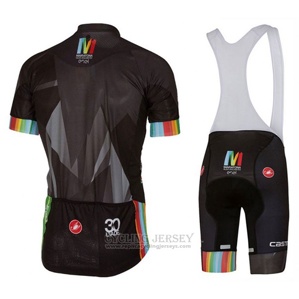 2017 Cycling Jersey Castelli Maratona Black Short Sleeve and Bib Short