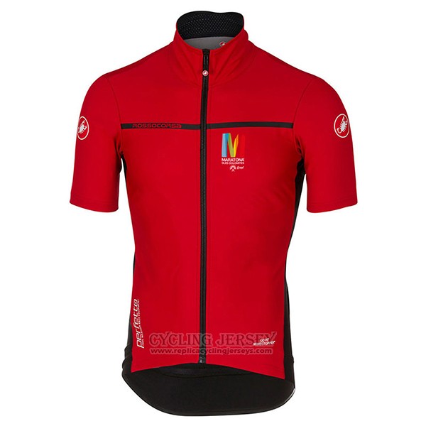 2017 Cycling Jersey Castelli Maratone Red and Black Short Sleeve and Bib Short